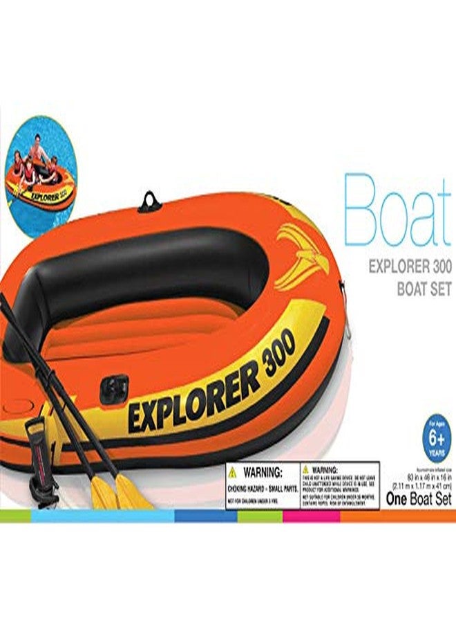 jilani Explorer 300 Inflatable Boat Set-3 Men Blow Up Raft (Orange) - Image 3